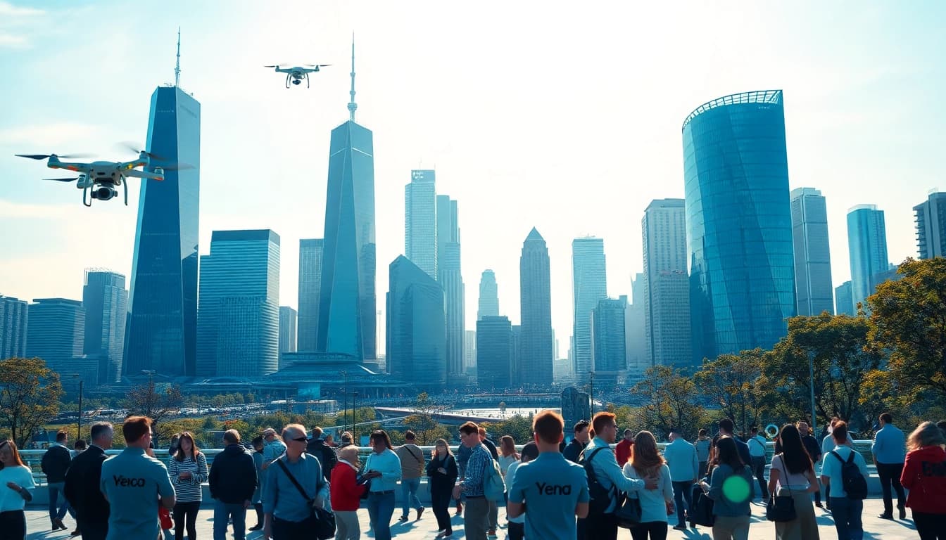 Explore the vibrant landscape of Technology amid an innovative city skyline.