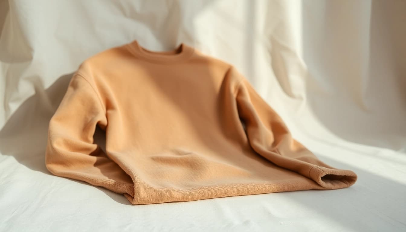 Showcase of blank crewneck in natural light, emphasizing texture and quality.