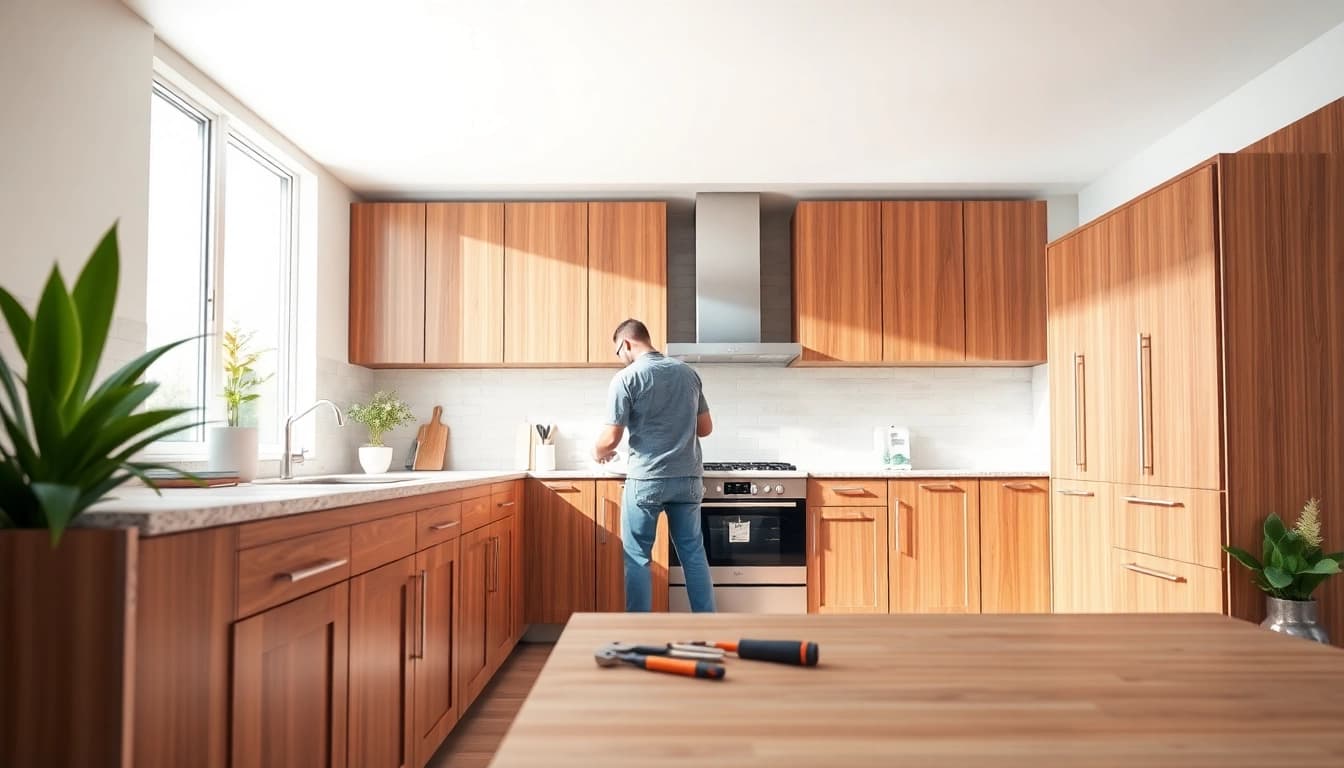 Experience Cabinet Refacing Saint Petersburg FL with expert craftsmanship in a bright kitchen setting.