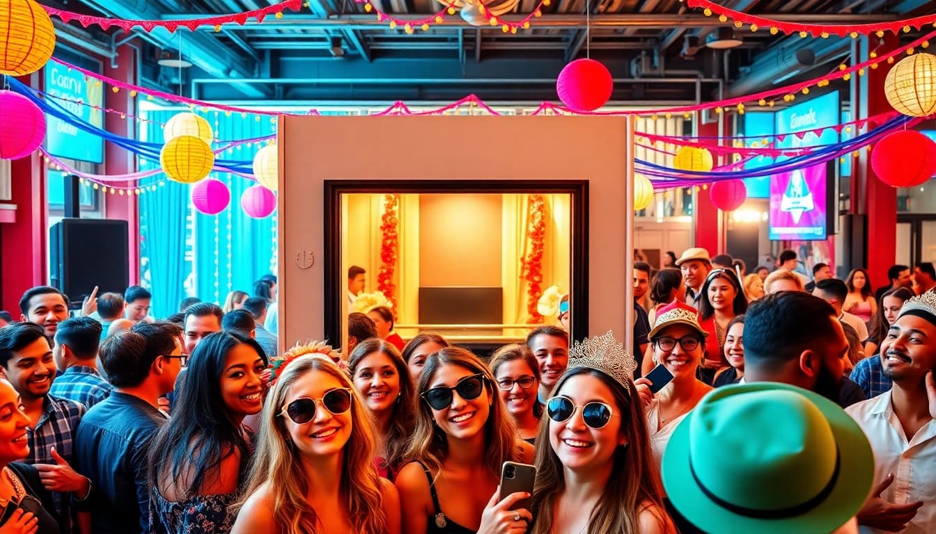 Capture the fun at a photo booth Chicago event with colorful decorations and happy guests.