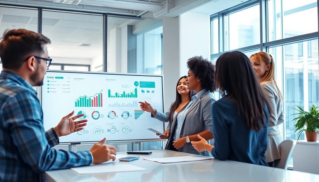 Engaged professionals collaborating on Strategy Capture Management in a bright, modern office environment.