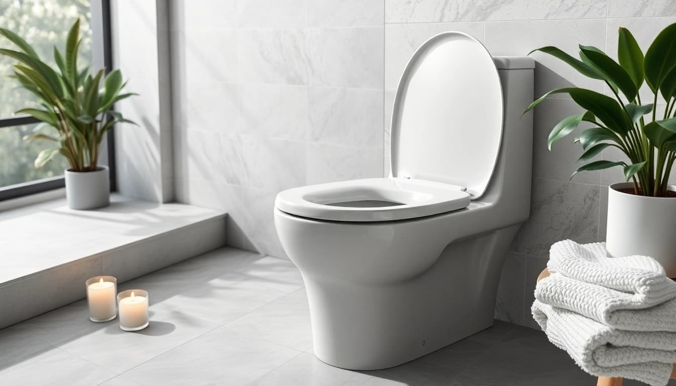 Installazione copri wc elegante in un bagno moderno e luminoso.
