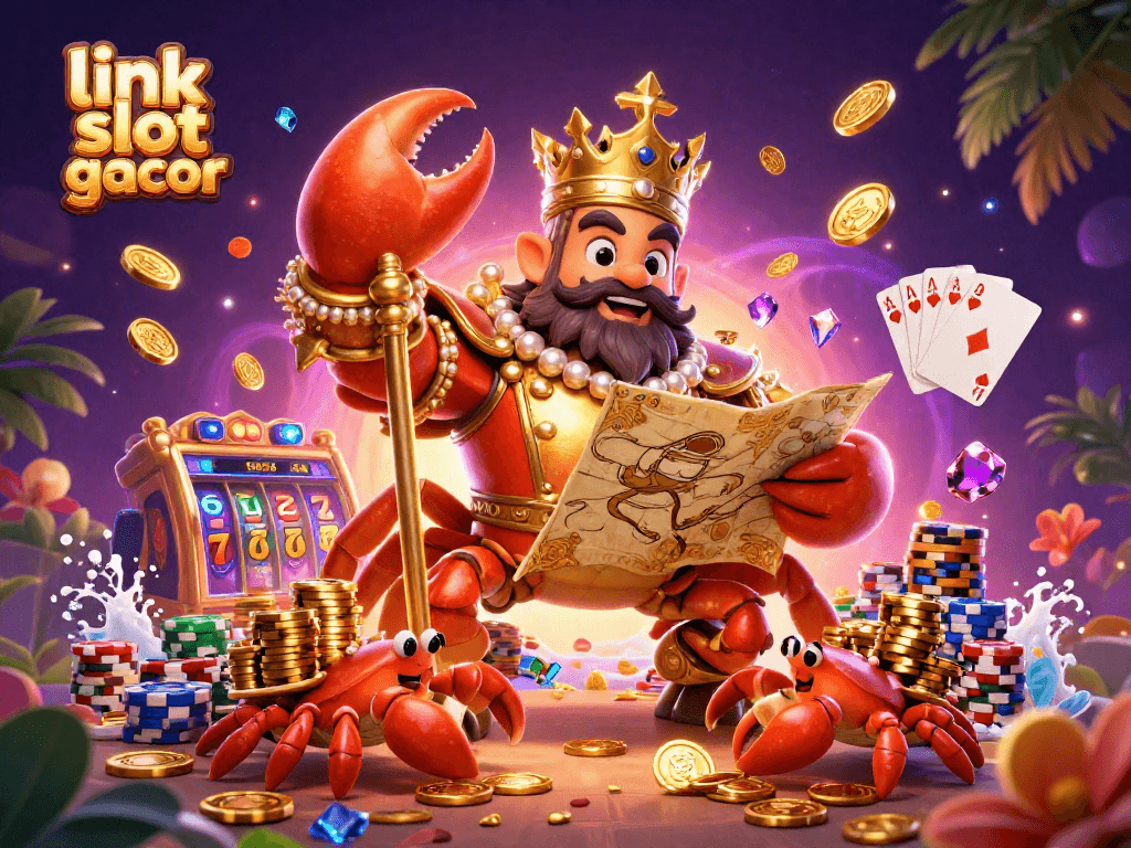 Capture winning moments with the link slot gacor featuring a golden crab and vibrant casino elements.