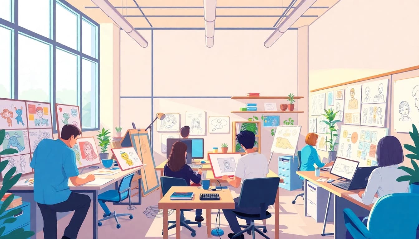 Animation Studio Berlin, lively workspace showcasing creativity and collaboration in animation production.