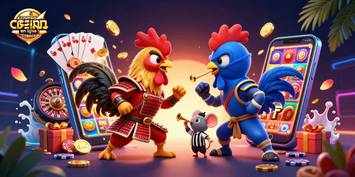 Plongez dans l'univers du nouveau casino en ligne France avec des coqs combattants au duel épique.