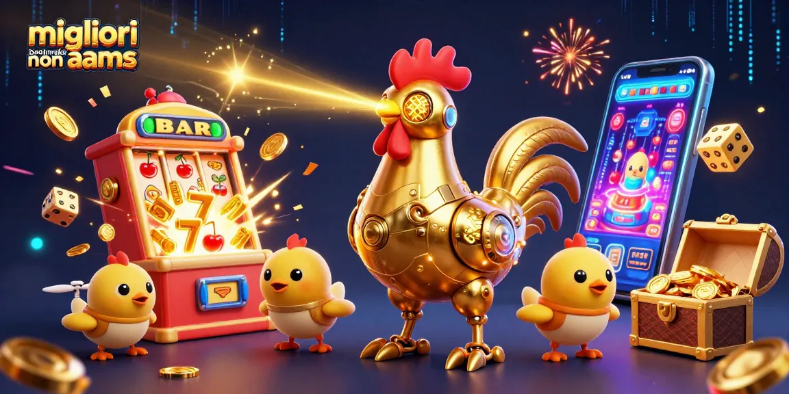 giocare sui migliori bookmaker non AAMS, un robot gallo futuristico con droni seguaci, slot machine e vincite