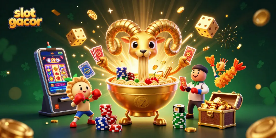 Experience slot gacor excitement with a vibrant and dynamic casino scene featuring lively characters and winning symbols.