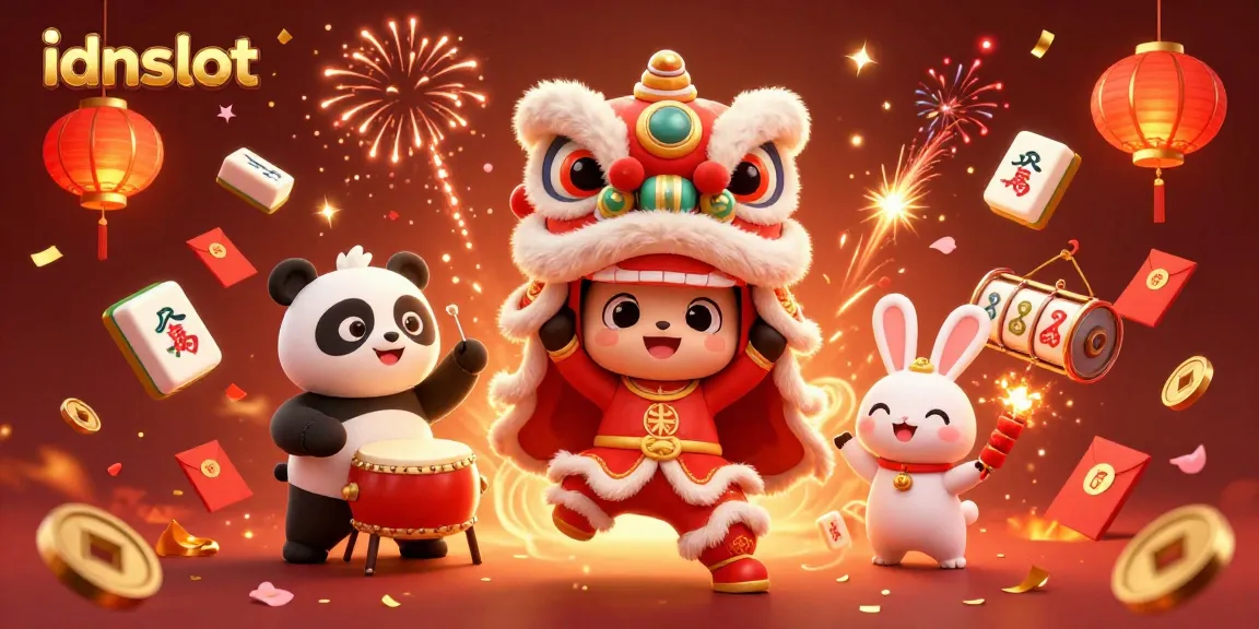 Experience the thrill of idnslot with vibrant 3D casino elements and a festive atmosphere.