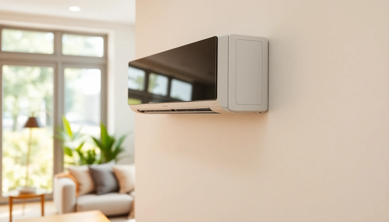 Installing daikin mini split ac in a modern living room with a cozy atmosphere.