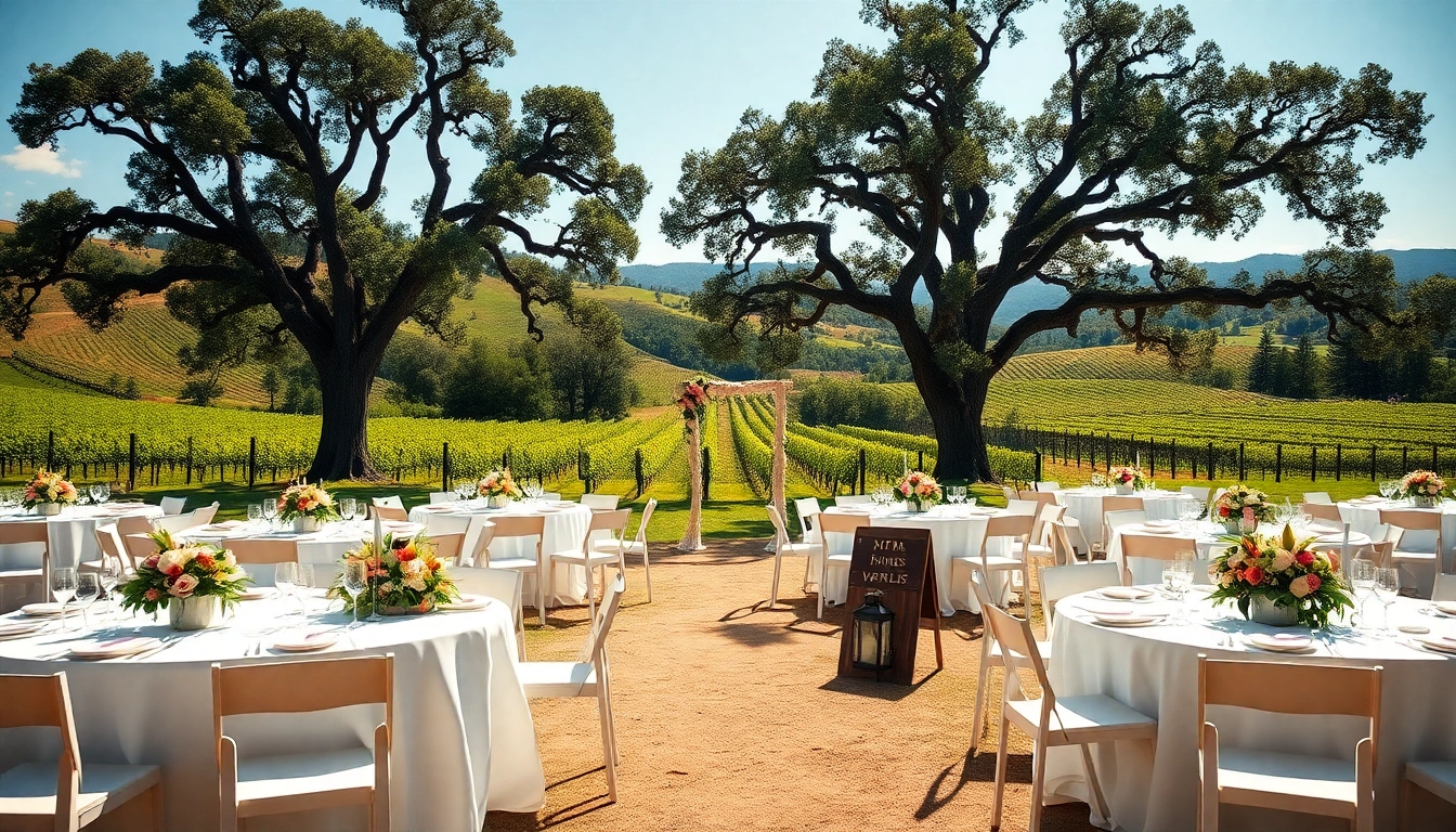 Beautiful outdoor northern california wedding venues with elegant floral arrangements and scenic vineyards.