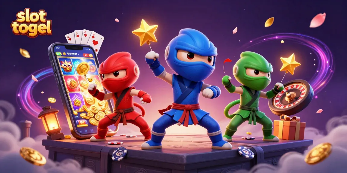 Engage with slot togel excitement featuring ninja chameleons amid vibrant gaming elements.