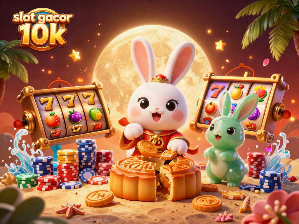 Engage in exciting gameplay with slot gacor 10k featuring a mystical moon rabbit and poker symbols.