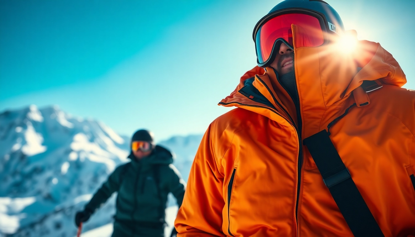 Showcasing jackets ski designed for performance in snowy environments.