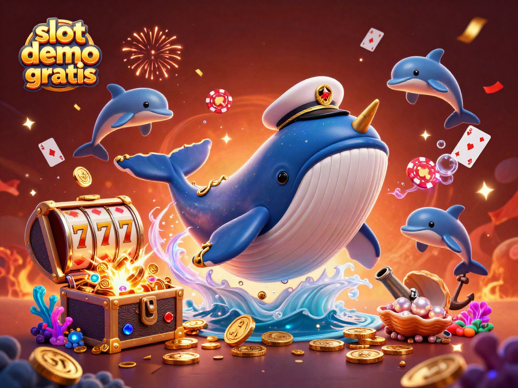 Engage with slot demo gratis in this festive underwater casino scene filled with dynamic characters and treasures.