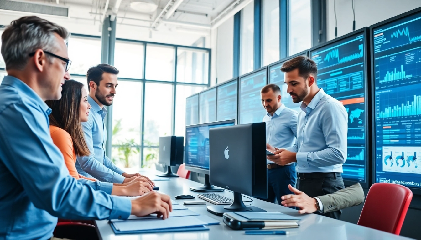Managed IT services near me showcasing a professional IT team collaborating on technology solutions.