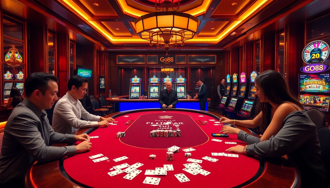 Engage in thrilling gambling experiences at Go88's vibrant casino environment with lively players.