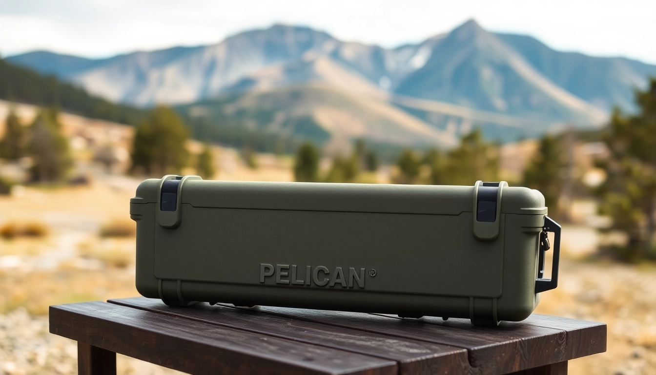 Showcasing a pelican rifle case designed for durability, with outdoor setting and intricate details.