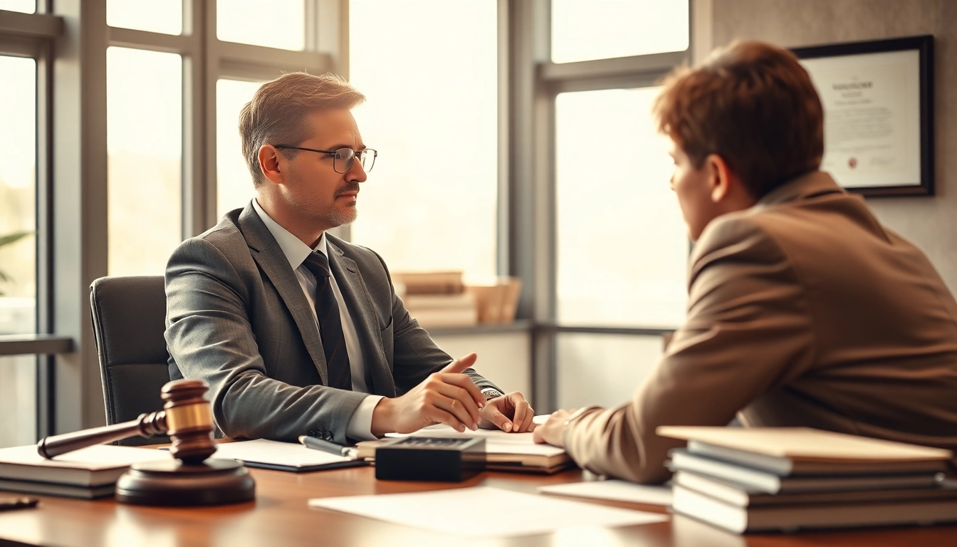 Anwalt Strafrecht beraten Klienten in einem modernen Büro, um Vertrauen und Professionalität zu vermitteln.