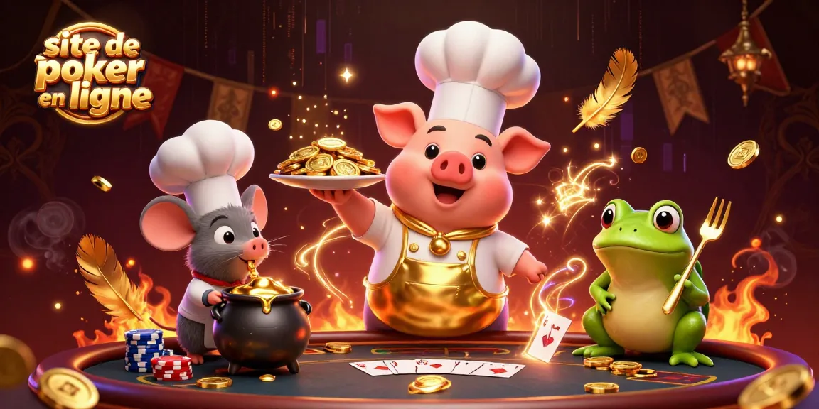 Visitez un site de poker en ligne pour savourer des parties captivantes avec un chef porcin dynamique.