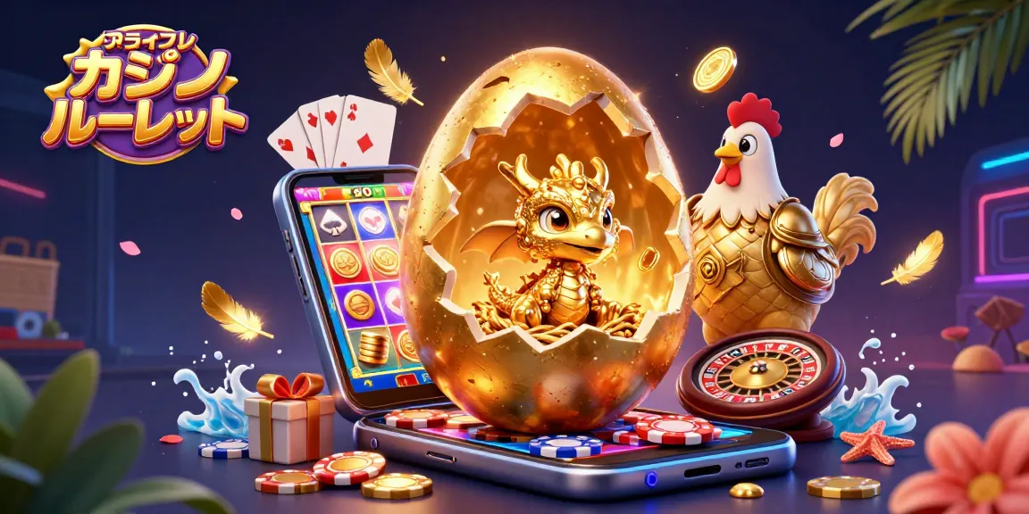 オンライン カジノ ルーレットで色とりどりのスロットゲームを楽しむ黄金のドラゴンと母鶏のシーン