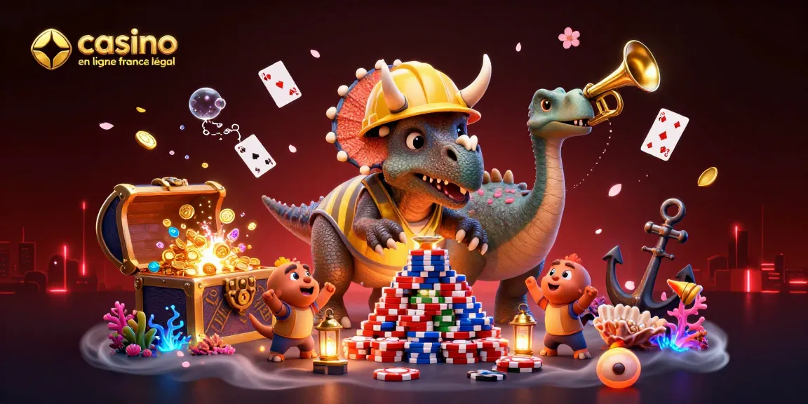 Jouez de manière responsable sur le casino en ligne légal en France avec cette illustration dynamique de personnages cartoon.