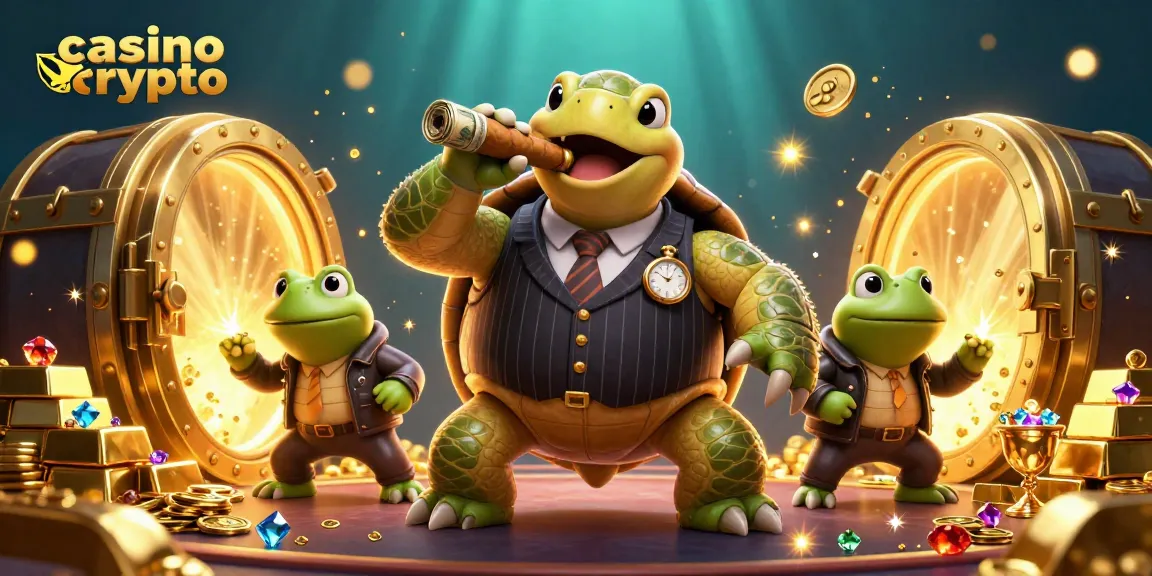 Jouez sur un casino crypto avec des personnages animés et des trésors scintillants.
