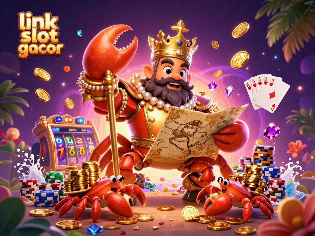 Capture winning moments with the link slot gacor featuring a golden crab and vibrant casino elements.