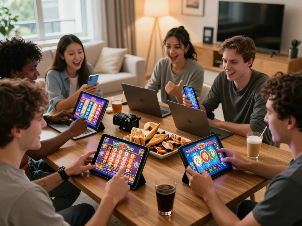 Pengalaman bermain game online yang mendebarkan dengan teman-teman yang bermain slot laoban188 di perangkat dalam suasana yang nyaman.