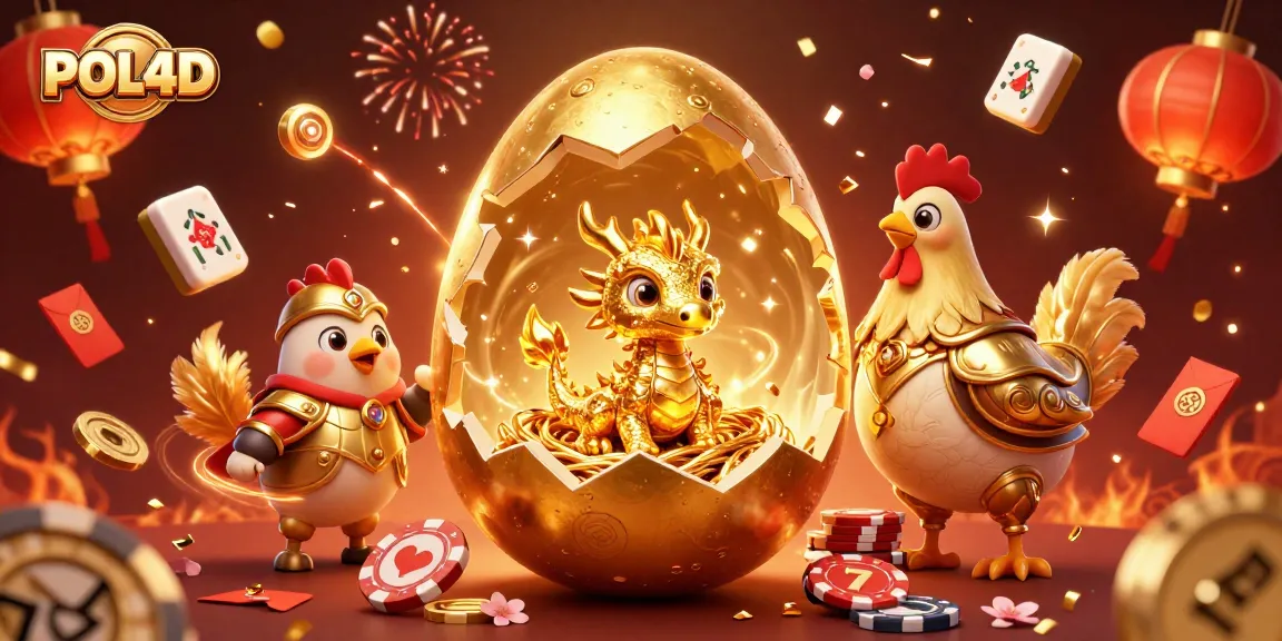 Permainan slot di POL4D dengan karakter naga emas dan chip poker yang mengesankan.