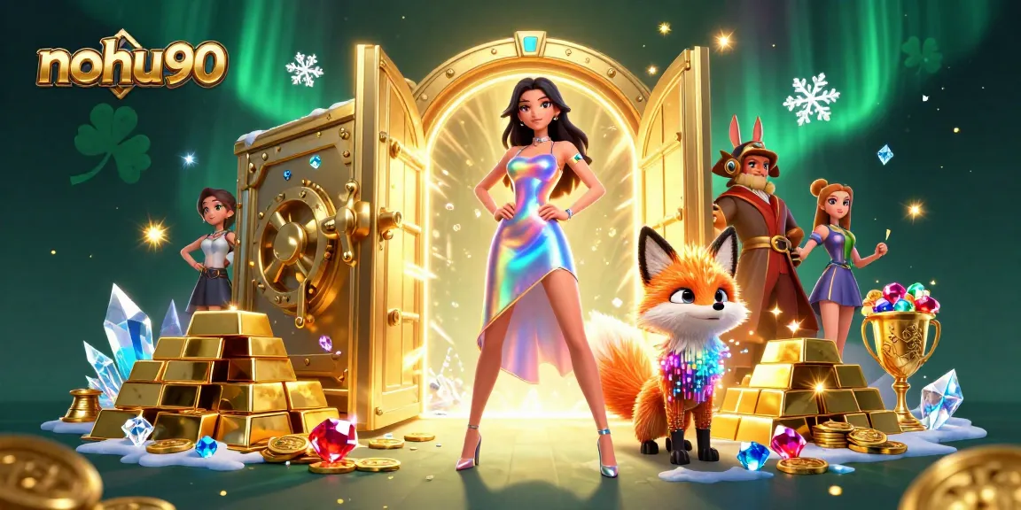 Experience the thrilling excitement of nohu90 with a dynamic scene filled with dazzling casino elements.