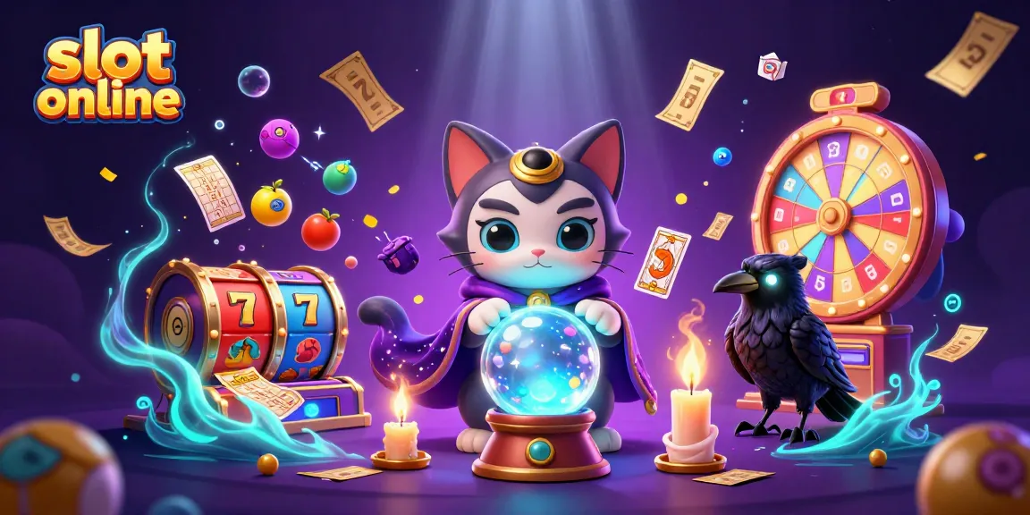 Experience thrilling slot online excitement with a mesmerizing cat, glowing raven, and dynamic game elements.