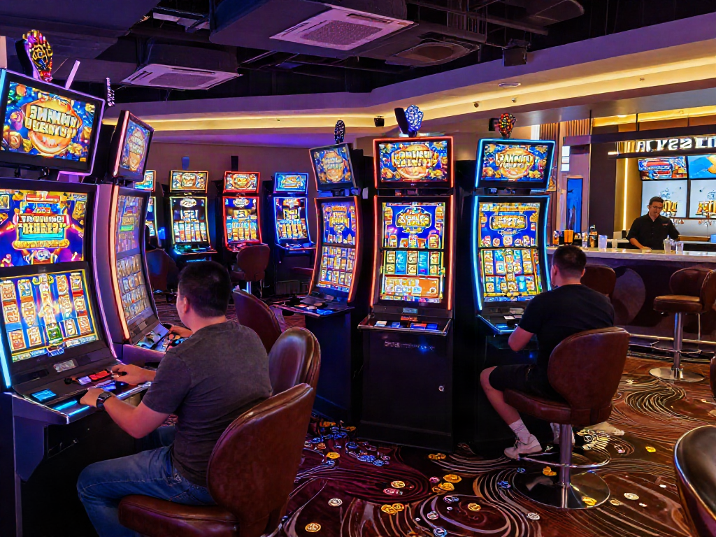 Players enjoying slot machines featuring enticing slot bonus offers in a vibrant casino atmosphere.