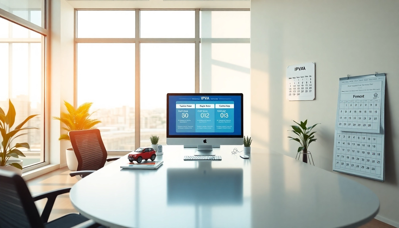 IPVA GO payment options displayed in a modern office setting