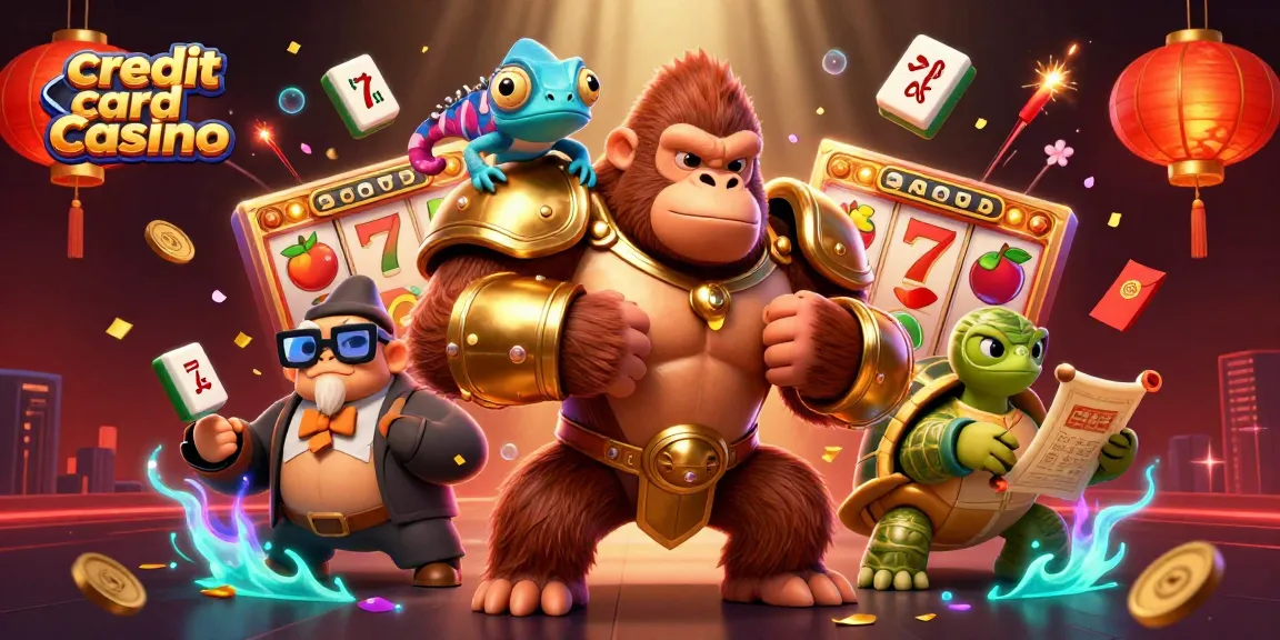 Engage in the excitement of credit card casino gaming with vibrant characters and dynamic elements.