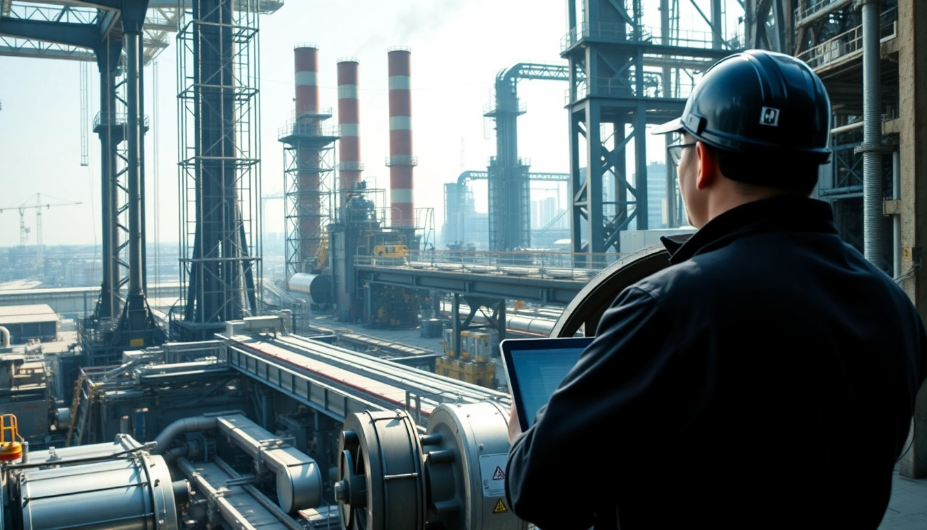 View of a modern steel mill highlighting advanced machinery and steel production processes.