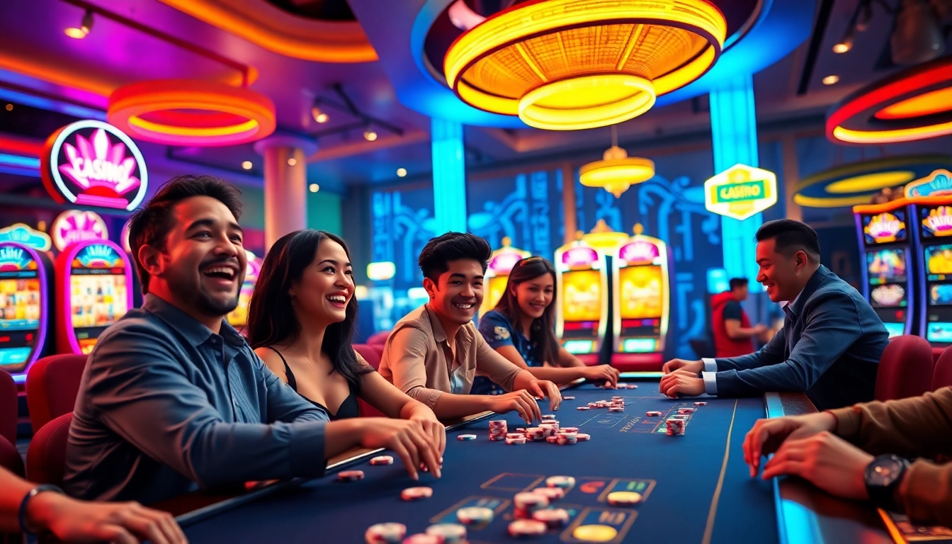 Engaged players experiencing a lively online casino site atmosphere with vivid gaming details.