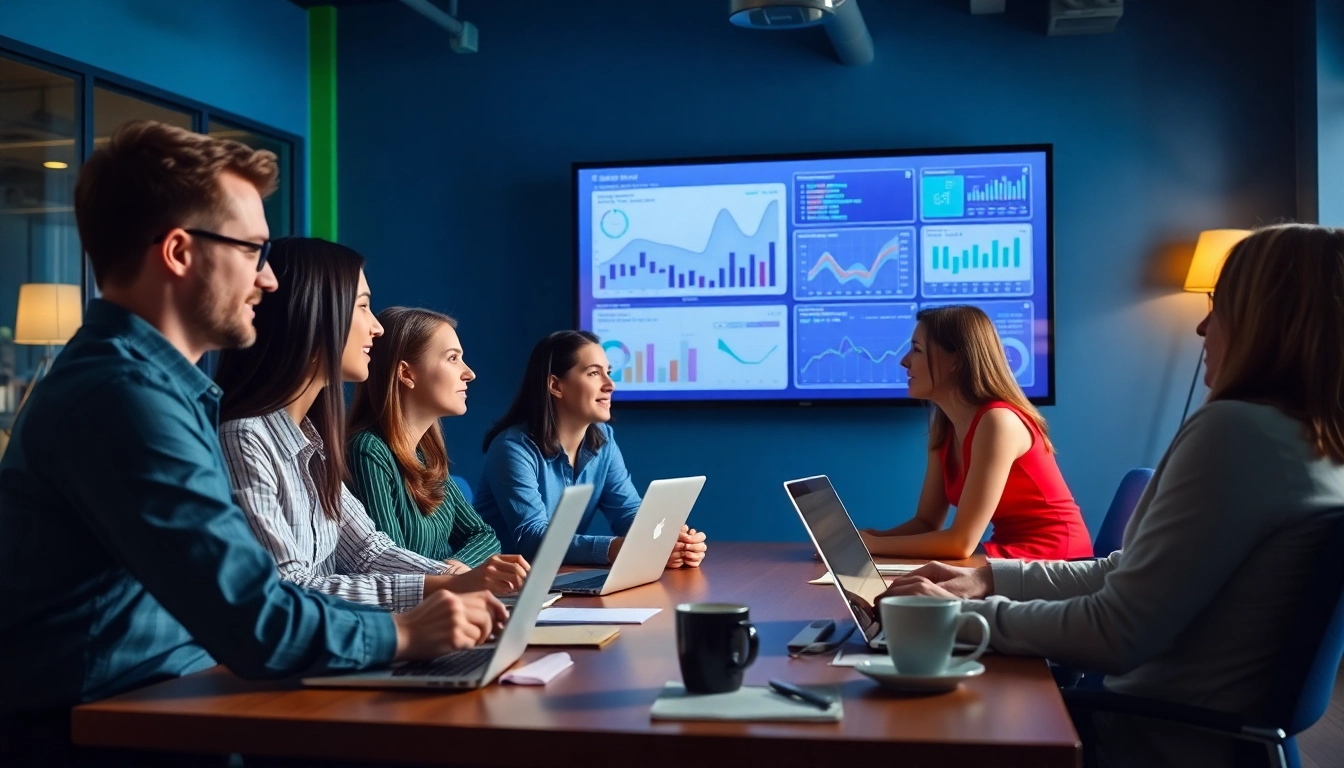 Ein Team von SEO Agentur-Experten analysiert Daten in einem modernen Büro.