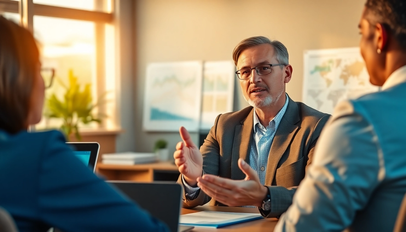 Consultant providing insights on grants and pre-post award compliance in a modern office.