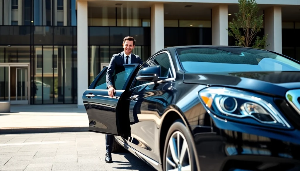 Experience premium Chauffeur Services Nottingham with a professional chauffeur welcoming a client.
