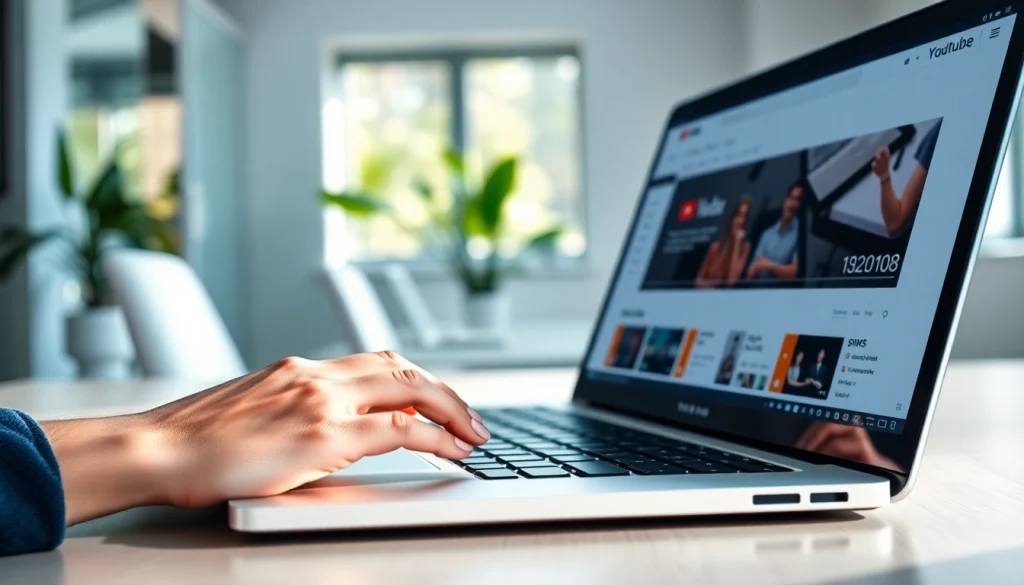 Engaging display of a youtube smm panel interface on a modern laptop, highlighting social media metrics.