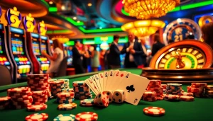 Experience the thrill of gaming at https://xx88.center/ with vibrant casino tables, chips, and rolling dice.