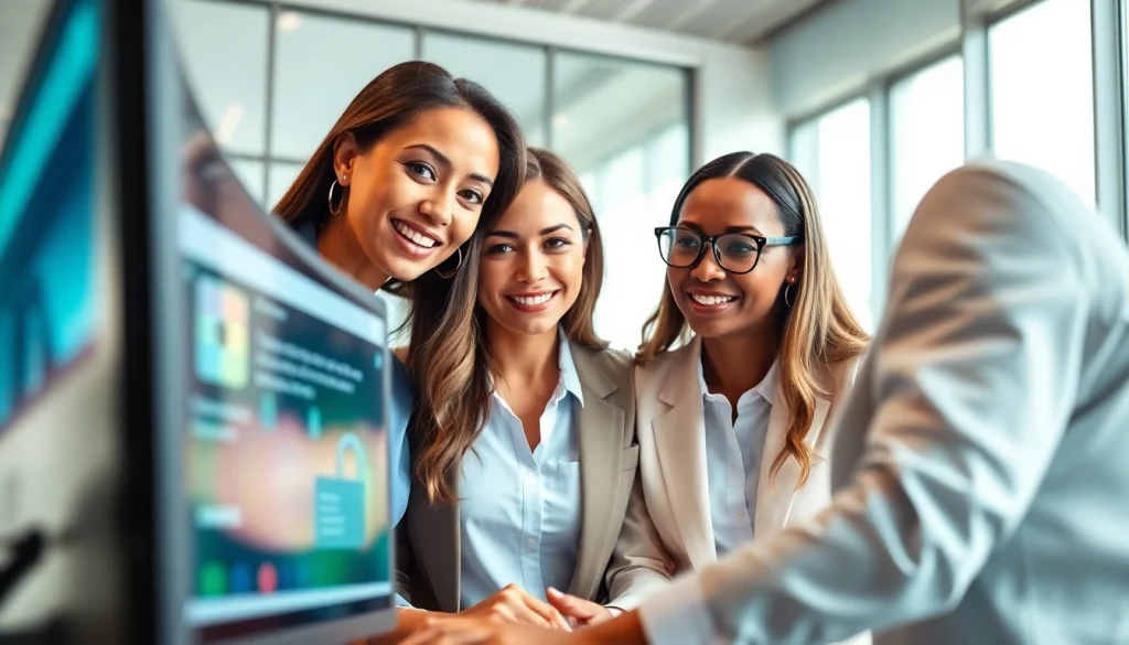 Enhance Microsoft 365 Security & Compliance through collaboration in a modern office.