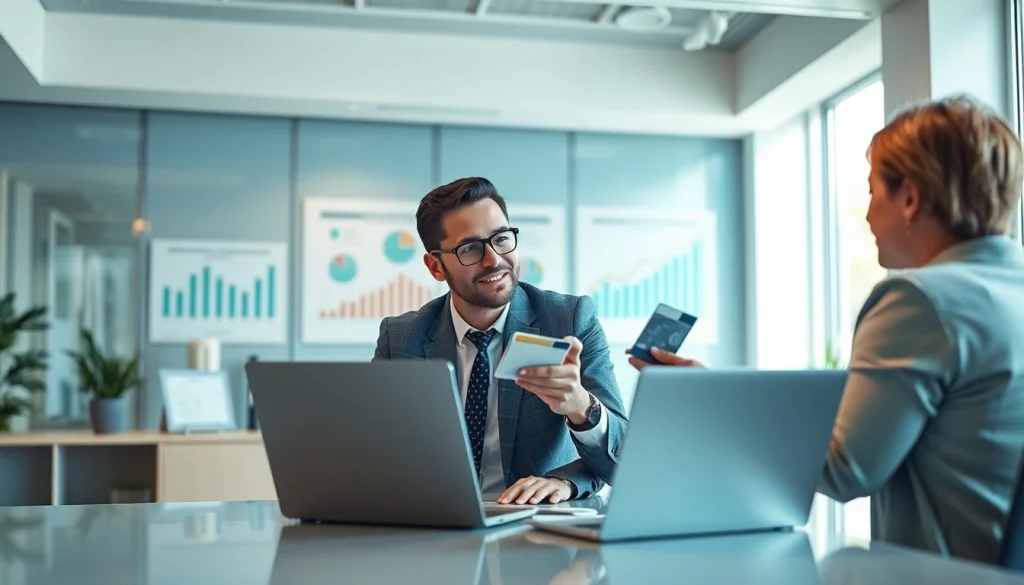 카드 현금화 전문가가 신뢰감 넘치는 상담을 진행하는 모습