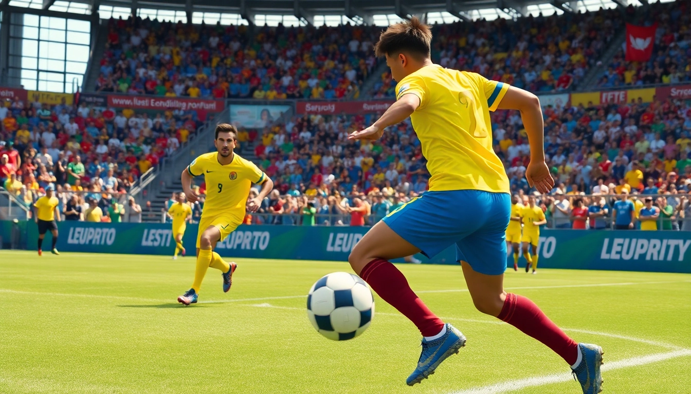 Watch an energetic koora match with players in action on a vibrant field.