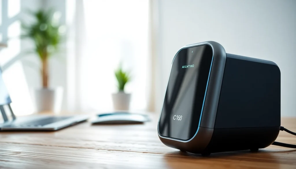 C 168 sleek gadget showcased in a modern workspace highlighting its innovative features.