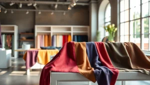 Bekijken van Punta di Roma stoffen in een stijlvolle winkelruimte.