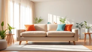 Showcase of stylish sofa beds UK in a warm living room, emphasizing comfort and design.