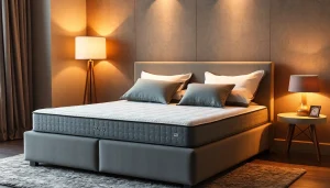 Topper materasso di alta qualità posizionato su un letto elegante, mostrando il comfort e la sua morbidezza.