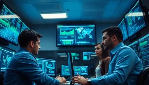 Cyber Threat Protection Tampa showcased in a high-tech cybersecurity center with professionals monitoring threats.