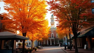 Capture Clarksburg's autumn charm with historic architecture and vibrant fall foliage.